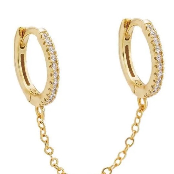 Adina Eden Jewelry - Adina Eden Chain Hoop Huggie Earring NEW